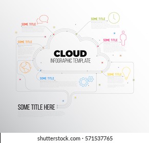 Vector Infographic report template made from lines and icons with cloud storage