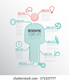 Vector Infographic report template made from lines and icons with figure 