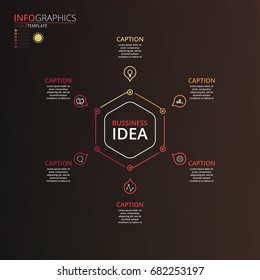 Vector Infographic report template made from lines and icons. Can be used for workflow layout, diagram, business step options, banner, web design.