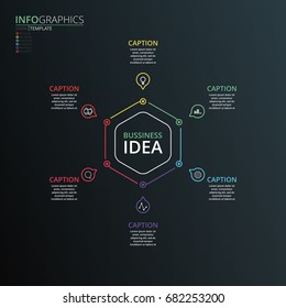 Vector Infographic report template made from lines and icons. Can be used for workflow layout, diagram, business step options, banner, web design.