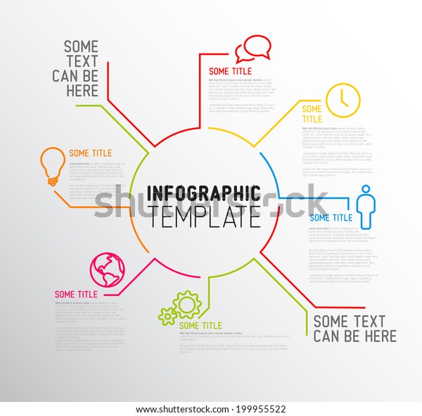 Vector Infographic report template made from lines\
and icons