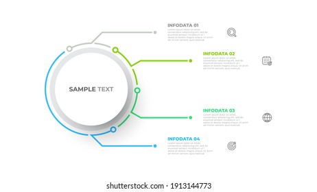 Vector infographic report template. Modern design circle with thin line elements. Business concept with 4 options or steps.