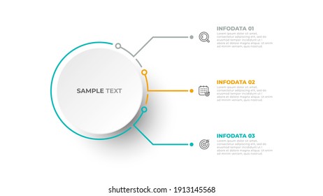 Vector infographic report template. Modern design circle with thin line elements. Business concept with 3 options or steps.