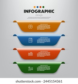 Vector infographic ribbon template diagrame. Business concept 4 step for presentation.
