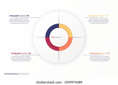 Vector Infographic Round Chart Template. Four Options, Steps, Parts.