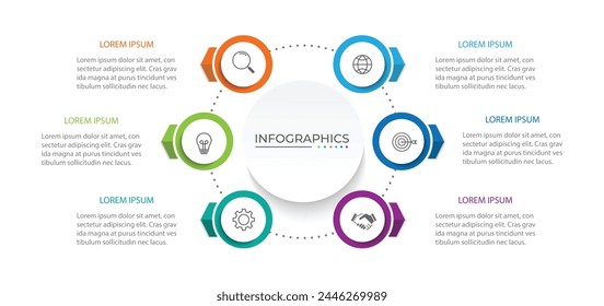 Vector infographic round chart template. 6 options