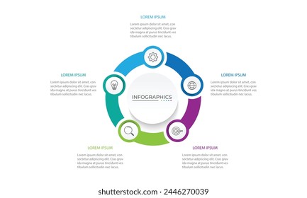 Vector infographic round chart template. 5 options