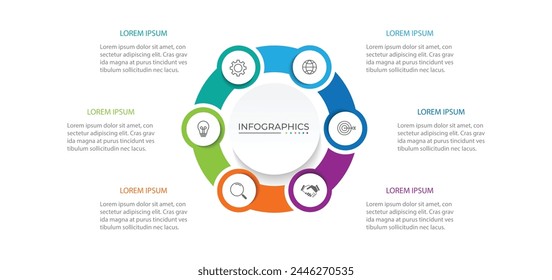 Vector infographic round chart template. 6 options