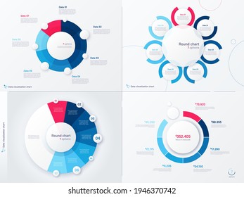 Vector infographic round chart templates. Seven options, steps, parts.