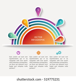Vector infographic scheme with colorful circles, data display concept with text, bright colors