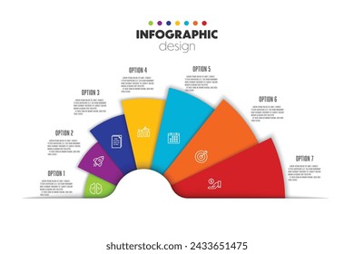 Vector infographic semi circle small to large template diagrame. Business concept 5 step for presentation.