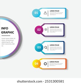 Vector infographic semi circle vertical template diagrame. Business concept 4 step for presentation.