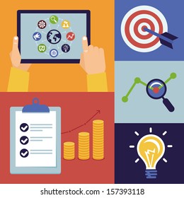 Vector infographic - seo and internet icons in flat style