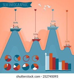 Vector infographic set of different marine objects