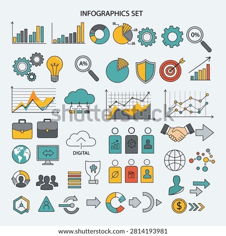 Vector infographic set featuring business finance technology and communication icons
