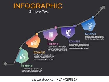 Vector infographic showing upward curves with flags showing positions for presentations in education, finance, service planning, timeline display showing more developments.