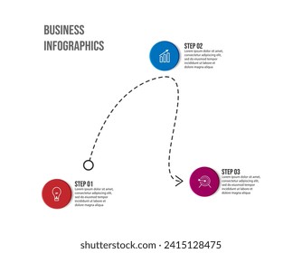 Vector Infographic simple design with 3 options or steps. thin line, Can be used for presentation banners, workflow layouts, flow charts, infographics, your business presentations