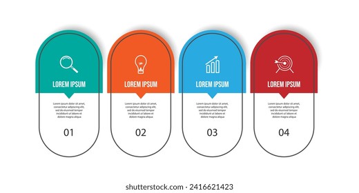 Vector Infografik einfaches Design mit 4 Optionen oder Schritten. Kann für Präsentationsbanner, Workflow-Layouts, Flow-Charts, Infografiken, Geschäftspräsentationen verwendet werden
