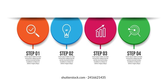 Vector Infografía simple diseño con 4 opciones o pasos. Se puede utilizar para banners de presentación, diseños de flujo de trabajo, diagramas de flujo, infografías, presentaciones empresariales