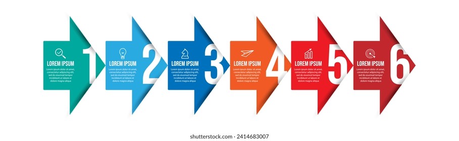 Vector Infografía simple diseño con 6 opciones o pasos. color completo, se puede utilizar para banners de presentación, diseños de flujo de trabajo, gráficos de flujo de trabajo, infografías, presentaciones empresariales