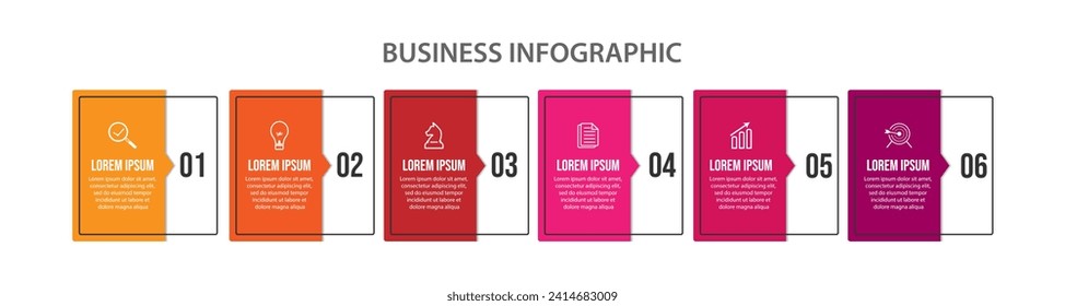 Vector Infographic simple design with 6 options or steps. color full, Can be used for presentation banners, workflow layouts, flow charts, infographics, your business presentations