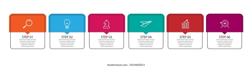 Vector Infografía simple diseño con 6 opciones o pasos. color completo, se puede utilizar para banners de presentación, diseños de flujo de trabajo, gráficos de flujo de trabajo, infografías, presentaciones empresariales
