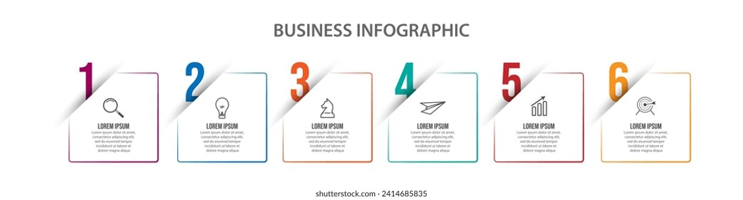 Vector Infographic simple design with 6 options or steps. thin line, Can be used for presentation banners, workflow layouts, flow charts, infographics, your business presentations