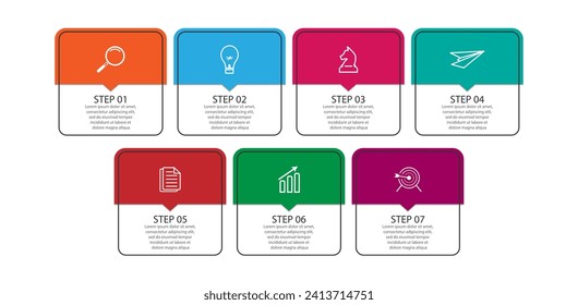 Vector Infographic simple design with 7 options or steps. color full, Can be used for presentation banners, workflow layouts, flow charts, infographics, your business presentations