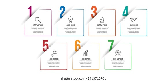 Vector Infographic simple design with 7 options or steps. thin line, Can be used for presentation banners, workflow layouts, flow charts, infographics, your business presentations