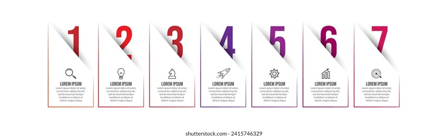 Vector Infographic simple design with 7 options or steps. Can be used for presentation banners, workflow layouts, flow charts, infographics, your business presentations