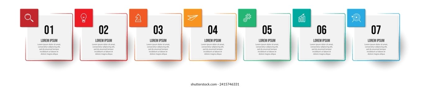 Vector Infografía simple diseño con 7 opciones o pasos. Se puede utilizar para banners de presentación, diseños de flujo de trabajo, diagramas de flujo, infografías, presentaciones empresariales