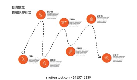 Vector Infographic simple design with 7 options or steps. Can be used for presentation banners, workflow layouts, flow charts, infographics, your business presentations