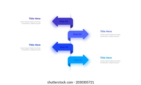 Vector infographic slide with 4 arrows. Concept of four steps of business development process.