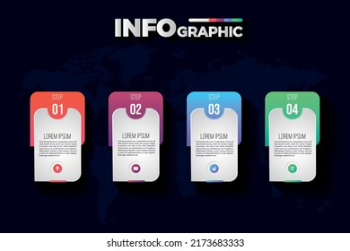 Vector Infografía de diseño de medios sociales con iconos. 4 opciones o 4 pasos. grafo de información, Infografía para concepto de negocio, banner de presentaciones.
