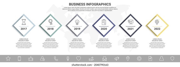 Vector infographic square label, template design. Business concept, Infograph with rhombus 6 options, step or segments. Line infographics element for layout process diagram, parts, chart, graphic, web