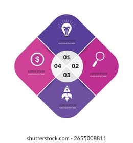Plantilla cuadrada de la infografía del Vector con 4 opciones