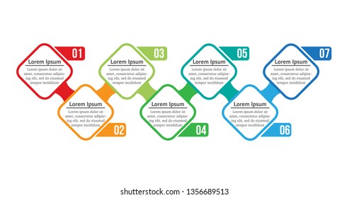 Vector Infographic squares with 7 options or steps. Infographics for business concept. Can be used for presentations, workflow layout, process diagram, flow chart, info graph.