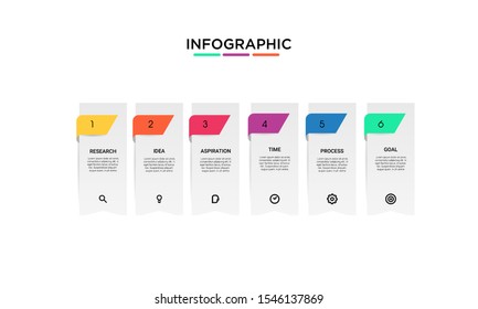 Vector Infographic stack chart design with icons and 6 options or steps. Infographics for business concept. Can be used for presentations banner, workflow layout, process diagram, flow chart,