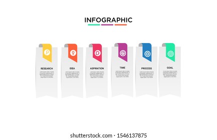 Vector Infographic stack chart design with icons and 6 options or steps. Infographics for business concept. Can be used for presentations banner, workflow layout, process diagram, flow chart,