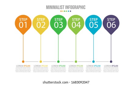 Vector Infographic stack chart design with icons and 6 options or steps. Infographics for business concept. Can be used for presentations banner, workflow layout, process diagram, flow chart.