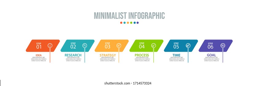 Vector Infographic stack chart design with icons and 6 options or steps. Infographics for business concept. Can be used for presentations banner, workflow layout, process diagram, flow chart,