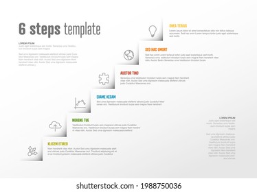 Vector Infographic steps diagram template for workflow, business schema or procedure diagram - light version with icons. Progress steps with titles descriptions and icons