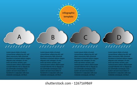 Vector infographic sun and clouds with blue sky  template  for text