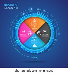Vector infographic of technology. Business concept with 4 options Web Template of a circle info chart, diagram.