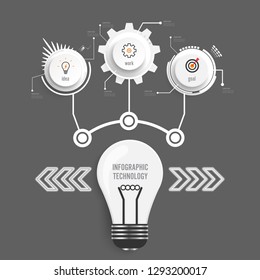 Vector infographic technology design template,integrated circles. Business concept with options. Vector illustration. Used for workflow layout, diagram, business step options, banner, web design.
