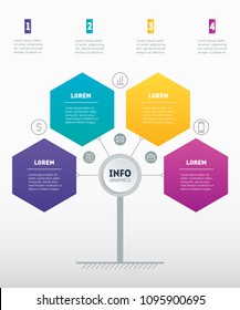 Vector infographic of technology or education process with 4 steps. Web Template of service tree, info chart or diagram. Business presentation concept with 4 options.