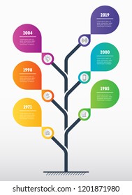 Vector infographic of technology or education process with 6 steps. Web Template of abstract tree, info chart or diagram. Vertical Business presentation concept with 6 options.
