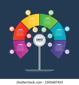 Vector infographic of technology or education process with 6 steps. Template of tree, chart or diagram. Business presentation or info graphics concept with six options.