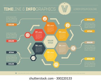 Vector infographic of technology or education process. Web Template for circle diagram or presentation. Business concept with 6 options.
