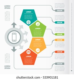 Vector Infographic Of Technology Or Education Process. Business Concept With Four Steps. Web Template Of A Chart, Diagram Or Presentation On White Background. Part Of The Report With Icons Set